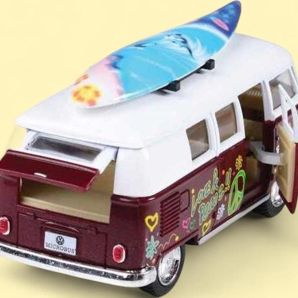 KiNSMART 1962 Volkswagen Classic Bus Die-Cast Model (Surfboard • Flower Power) - Picture 7 of 8